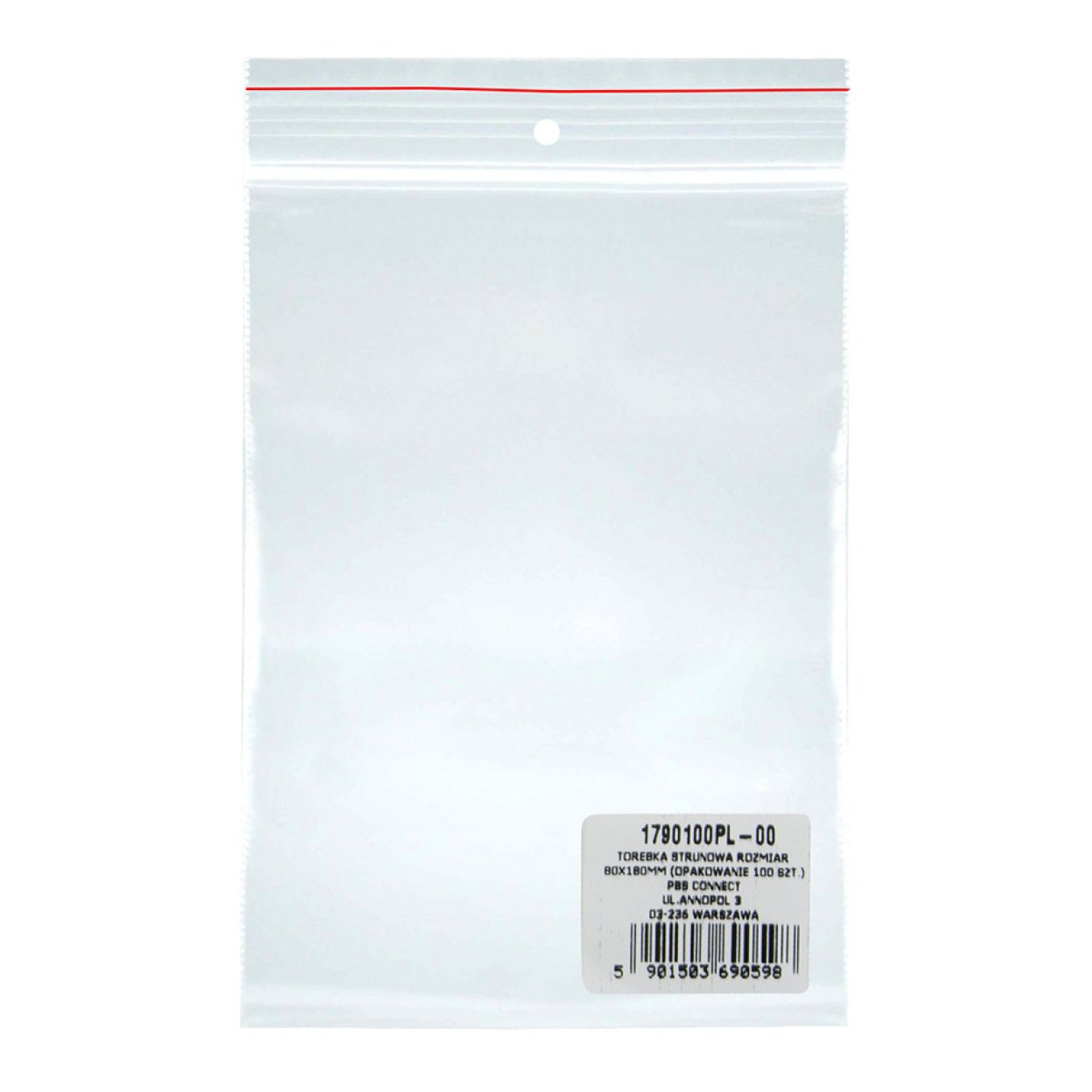 Torebka strunowa DONAU, LDPE, 80x180mm, 100szt., transparentna