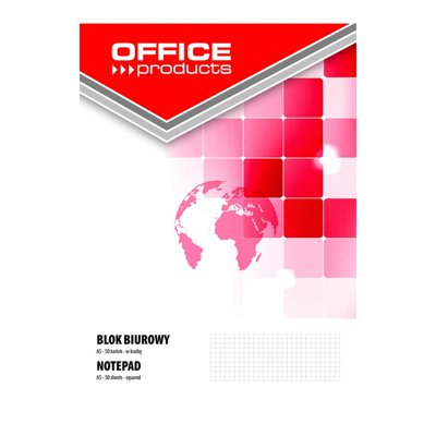 Blok biurowy OFFICE PRODUCTS, A5, w kratkę, 50 kart., 70gsm