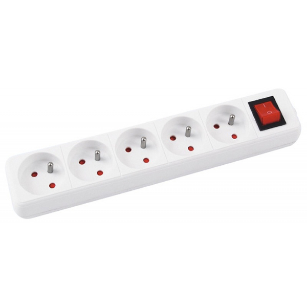 Przedłużacz Office Product, 5 gniazd, 1,5m, z uziemieniem i wyłącznikiem biały