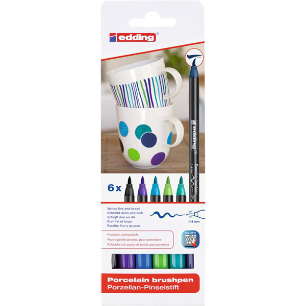 Pisaki do porcelany 6 szt Edding 1-4 mm kol zimny