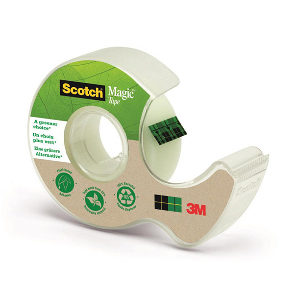 Taśma biurowa Ekologiczna Magic Scotch z dyspenserem 19mm 33m