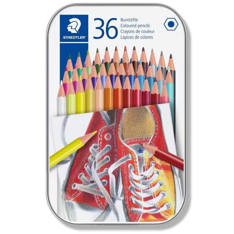 Kredki 36-kol. w metal. pud., Staedtler