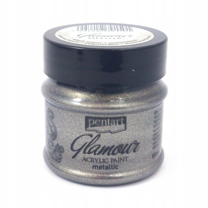Pentart farba akrylowa 50ml Glamour czarne srebro