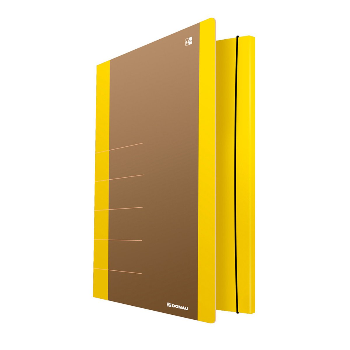 Teczka z gumką DONAU Life, Karton, A4, 500gsm, 3-skrz., żółty