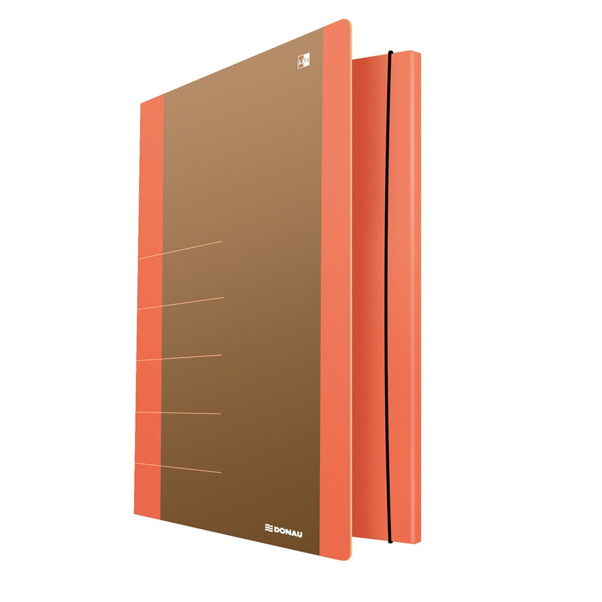 Teczka z gumką DONAU Life, Karton, A4, 500gsm, 3-skrz., pomarańczowy