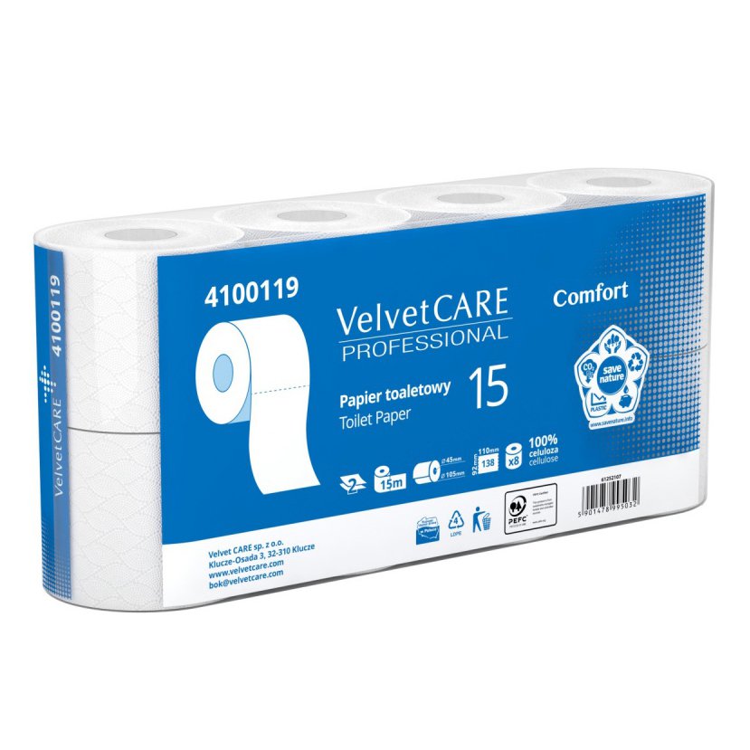 Papier toaletowy celulozowy VELVET Professional, 2 warstwowy