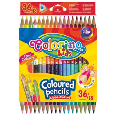 Kredki ołówkowe, Colorino Kids, trójkątne dwukolorowe, 18 sztuk