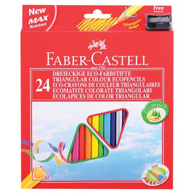 Kredki Eco Colour  trójkątne 24 Kol. + temperówka opakowanie karton Faber-Castell