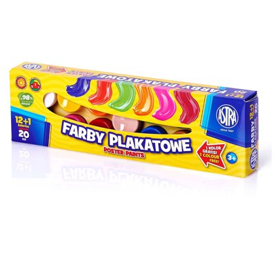 Farby plakatowe 13-kol. 20 ml. 12+1kol. gratis, Astra