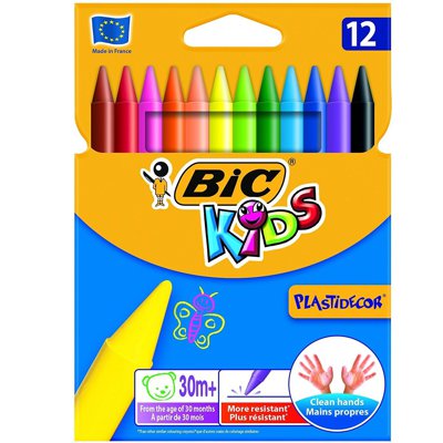 Bic, kredki świecowe Kids Plastideco, 12 sztuk