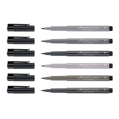 Pisaki artystyczne, Pitt Artist Pens, 6 sztuk, szare