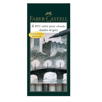 Pisaki artystyczne, Pitt Artist Pens, 6 sztuk, szare