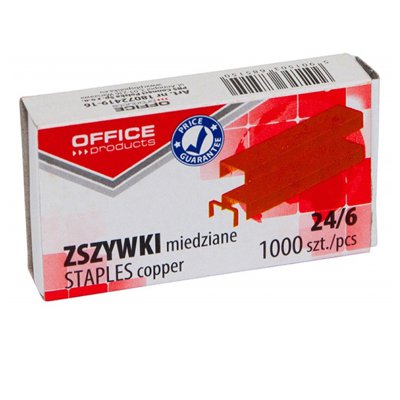 Zszywki OFFICE PRODUCTS, 24/6, miedziane, 1000szt