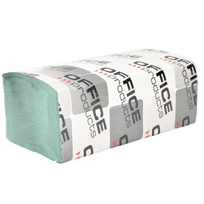 Ręczniki składane ZZ makulaturowe ekonomiczne OFFICE PRODUCTS, 1-warstwowe, 4000 listków, 20szt., zielone