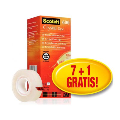 Taśma biurowa Scotch Crystal 19mm 33m 7szt., 1 rolka GRATIS