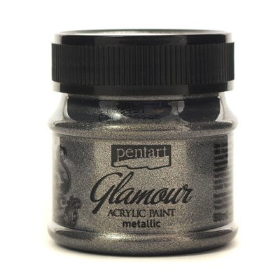 Pentart farba akrylowa 50ml Glamour czarne srebro