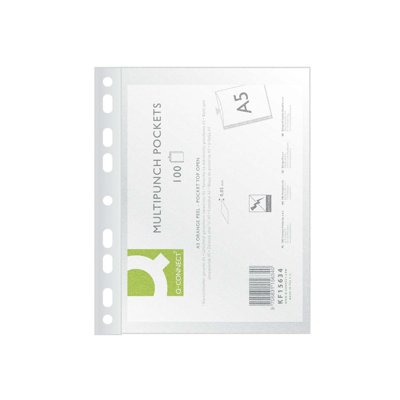 Koszulki na dokumenty Q-CONNECT, PP, A5, groszkowe, 50mikr., 100szt.