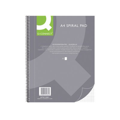 Kołonotatnik Q-CONNECT, A4, w kratkę, 80 kart., 70gsm, perforacja