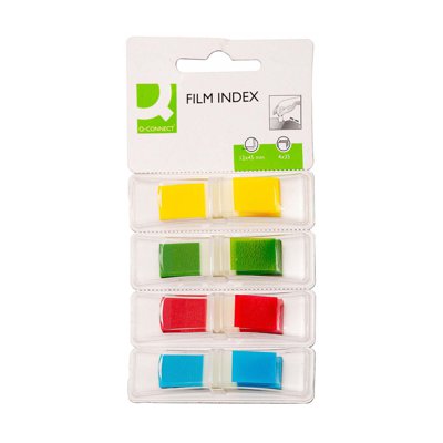 Zakładki indeksujące Q-CONNECT, PP, 12x45mm, 4x35 kart., blister, mix kolorów