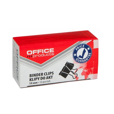 Klipy do dokumentów OFFICE PRODUCTS, 19mm, 12szt., czarne