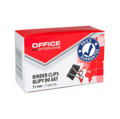 Klipy do dokumentów OFFICE PRODUCTS, 51mm, 12szt., czarne