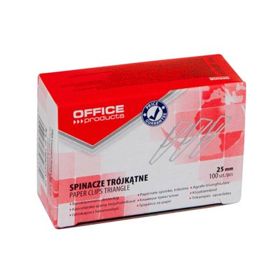 Spinacze trójkątne OFFICE PRODUCTS, 25mm, 100szt., srebrne