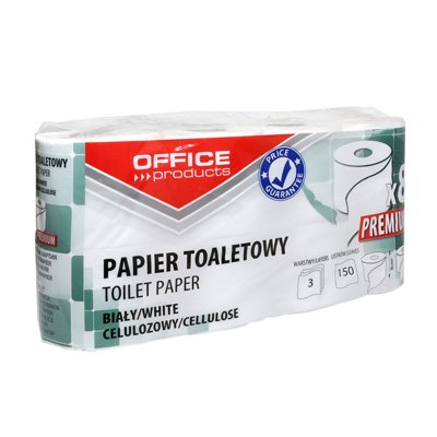 Papier toaletowy celulozowy OFFICE PRODUCTS Premium, 3-warstwowy, 150 listków, 15m, 8szt., biały