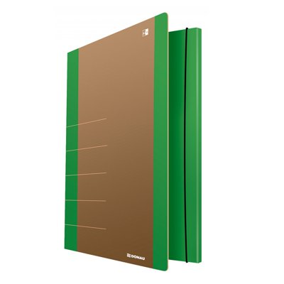 Teczka z gumką DONAU Life, Karton, A4, 500gsm, 3-skrz., zielony