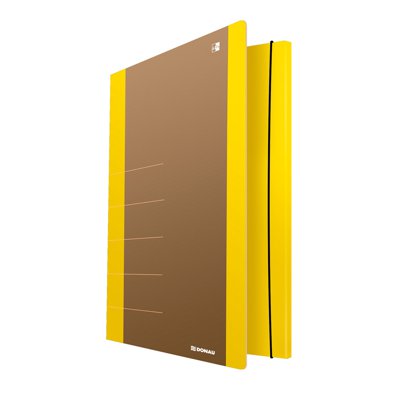 Teczka z gumką DONAU Life, Karton, A4, 500gsm, 3-skrz., żółty