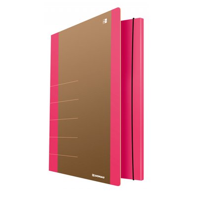 Teczka z gumką DONAU Life, Karton, A4, 500gsm, 3-skrz., różowa