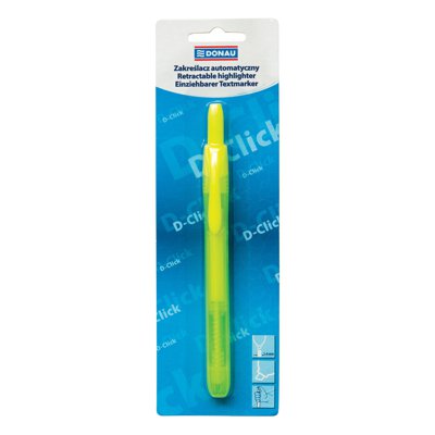 Zakreślacz automatyczny DONAU D-Click, 1-4mm (linia), blister, żółty