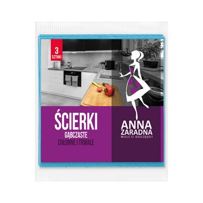 Ścierki gąbczaste ANNA ZARADNA, 3 szt., mix