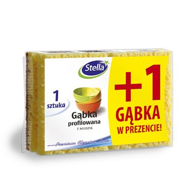 Gąbka profilowana STELLA, z miedzią, 1 szt. + 1 gratis, mix