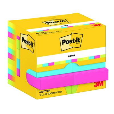 Karteczki samoprzylepne Post-it®, ENERGETIC, 38x51mm, 12x100 kart.