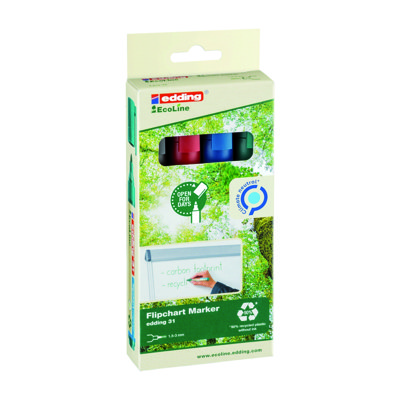 Marker do flipchartów e-31 EDDING ecoline, 1,5-3 mm, 4 szt., mix kolorów