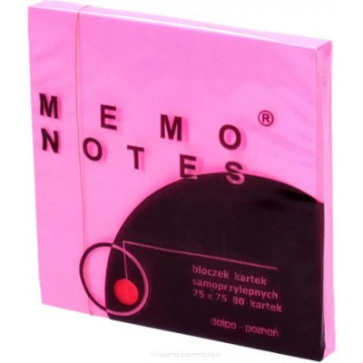 Bloczek samoprzylepny 75x75mm 80k różowy intenssywny MEMO DALPO